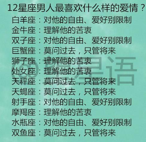 如何收服十二星座男人,12星座男人最喜欢什么样的爱情?