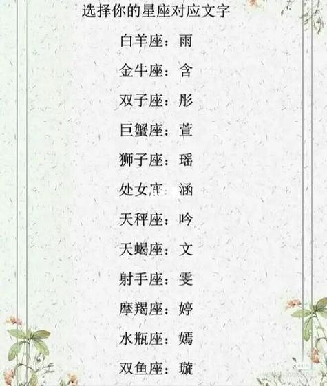 星座取名女孩名字大全两字_星座取名女孩名字大全两字