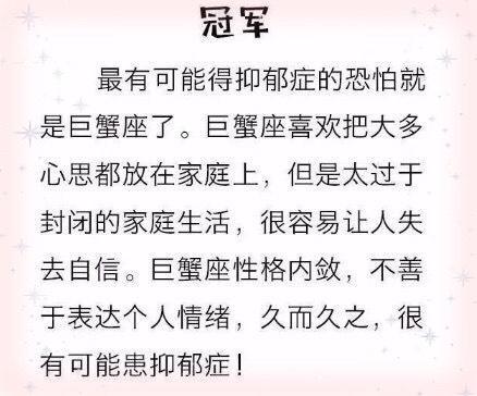 12星座谁最容易得抑郁症,第一名活得太压抑!