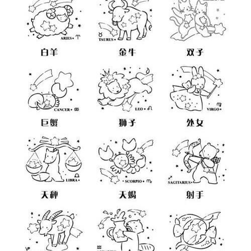 十二星座卡通猫简笔画