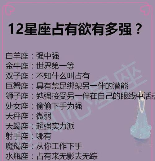 12星座女属于什么类型女友12星座占有欲有多强