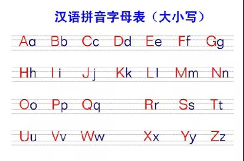 小学一年级语文汉语拼音字母表大小写对照