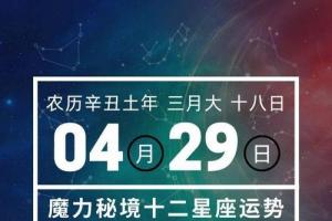 十二星座4月29日重要运势白羊座巨蟹座摩羯座大吉