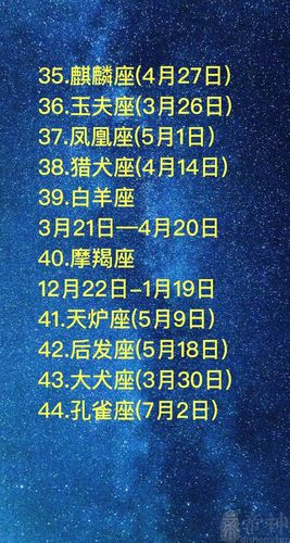 88个星座对应生日,88星座日期查询表-帝神算命网手机版