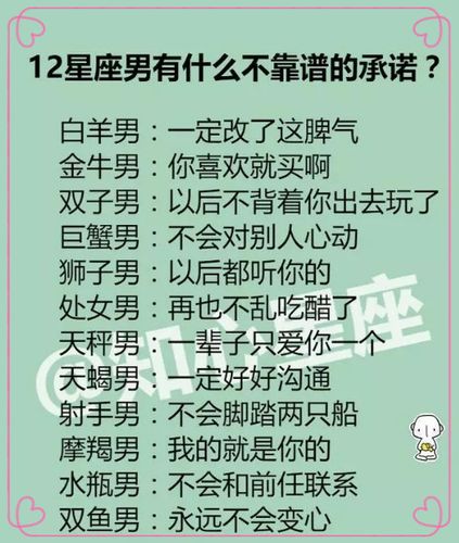 12星座男有什么不靠谱的承诺,12星座会被自己什么打败