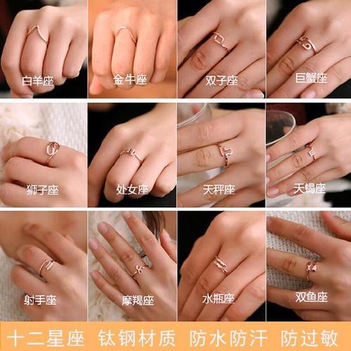 食指情侣女单身十二星座戒指射手水瓶座变色食指环韩版饰品钛钢潮
